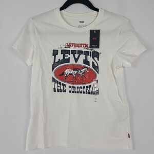 NWT Levi's Women's Horse Graphic T-Shirt White Red Size XS